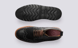 Fred | Mens Brogue Boots in Black Leather | Grenson - Top and Sole View