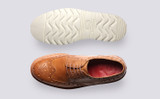 Archie | Mens Brogues in Natural on Wedge Sole | Grenson  - Top and Sole View