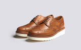 Archie | Mens Brogues in Natural on Wedge Sole | Grenson  - Main View