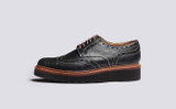 Archie | Mens Brogues in Black on Wedge Sole | Grenson - Side View