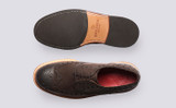 Archie | Mens Brogues in Brown Burnished Nubuck | Grenson - Top and Sole View