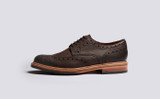 Archie | Mens Brogues in Brown Burnished Nubuck | Grenson - Side View