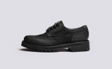 Archie Tech | Mens Brogues in Black on Vibram Sole | Grenson - Side View