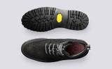 Fred Tech | Mens Brogue Boots in Black on Vibram Sole | Grenson - Top and Sole View