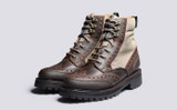 Fred Tech | Mens Brogue Boots in Brown on Vibram Sole | Grenson - Main View