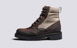 Fred Tech | Mens Brogue Boots in Brown on Vibram Sole | Grenson - Side View