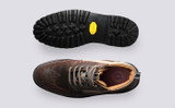 Fred Tech | Mens Brogue Boots in Brown on Vibram Sole | Grenson - Top and Sole View