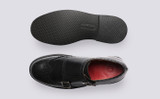 Margot | Womens Monk Shoes in Black Leather | Grenson - Top and Sole View