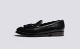Merlin | Loafers for Men in Black Dipped Leather | Grenson - Side View
