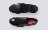 Curt | Derby Shoes for Men in Black Dipped Leather | Grenson - Top and Sole View