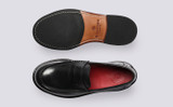 Julie | Loafers for Women in Black Leather | Grenson - Top and Sole View