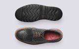 Ava | Womens Brogues in Black Leather Wedge Sole  | Grenson - Top and Sole View