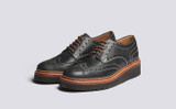 Ava | Womens Brogues in Black Leather Wedge Sole  | Grenson - Main View