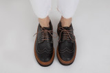 Ava | Womens Brogues in Black Leather Wedge Sole  | Grenson - Lifestyle View