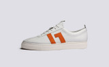 Sneaker 67 | Mens Sneakers in White and Orange | Grenson - Side View