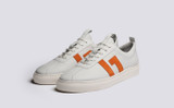 Sneaker 67 | Mens Sneakers in White and Orange | Grenson - Main View