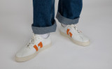 Sneaker 67 | Mens Sneakers in White and Orange | Grenson - Lifestyle View