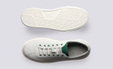 Sneaker 30 | Mens Sneakers in White and Green | Grenson - Top and Sole View