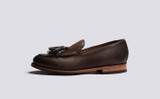 Merlin | Mens Loafers in Brown Burnished Nubuck | Grenson  - Side View