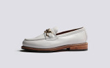 Nina | Womens Loafers in White Tumbled Leather | Grenson - Side View