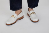 Nina | Womens Loafers in White Tumbled Leather | Grenson - Lifestyle View