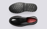 Evie | Womens Black Shoes with Wedge Sole | Grenson - Top and Sole View