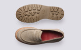 Walt | Loafers for Men in Beige Suede Commando Sole | Grenson - Top and Sole View