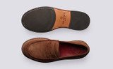 Julie | Womens Loafers in Old Gold Pink Suede  | Grenson  - Top and Sole View