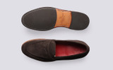 Lloyd | Loafers for Men in Brown Suede | Grenson - Top and Sole View