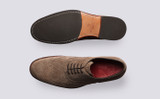 Dylan | Mens Brogues in Beige Suede | Grenson - Top and Sole View