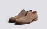 Dylan | Mens Brogues in Beige Suede | Grenson - Main View