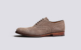 Dylan | Mens Brogues in Beige Suede | Grenson - Side View