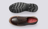 Callan | Mens Derby Shoes in Brown Grain Leather | Grenson - Top and Sole View