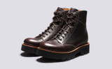 Emmett | Mens Derby Boots in Brown Grain Leather | Grenson - Main View