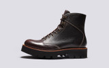 Emmett | Mens Derby Boots in Brown Grain Leather | Grenson - Side View