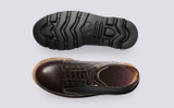 Emmett | Mens Derby Boots in Brown Grain Leather | Grenson - Top and Sole View