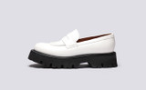 Hattie | Womens Loafers in White Tumbled Leather | Grenson - Side View