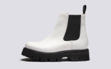 Harlow | Womens Chelsea Boots in White Tumbled Leather | Grenson - Side View