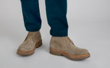 Clement | Mens Chukka Boots in Beige Suede | Grenson - Lifestyle View