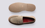 Peter | Loafers for Men in Beige Suede | Grenson - Top and Sole View