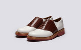 Bellamy | Mens Saddle Shoes in White and Tan | Grenson - Main View