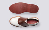 Bellamy | Mens Saddle Shoes in White and Tan | Grenson - Top and Sole View