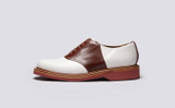 Bellamy | Mens Saddle Shoes in White and Tan | Grenson - Side View