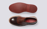 Bellamy | Mens Saddle Shoes in Tan and Brown | Grenson - Top and Sole View