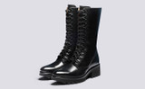 Eunice | Black Boots for Women with Zip | Grenson - Top and Sole View