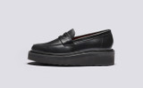 Celeste | Womens Black Loafers with Wedge Sole | Grenson - Side View
