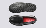 Celeste | Womens Black Loafers with Wedge Sole | Grenson - Top and Sole View