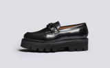 Nina | Womens Black Loafers with Rubber Sole | Grenson  - Side View