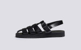 Quincy | Mens Sandals in Black Leather | Grenson  - Side View