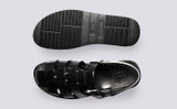 Quincy | Mens Sandals in Black Leather | Grenson - Top and Sole View